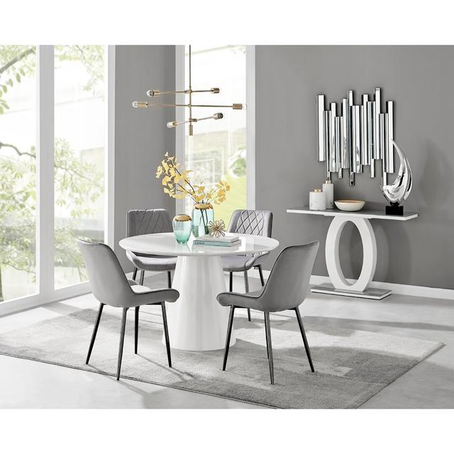 Tierra 4 - Person Dining Set Canora Grey Colour (Table): White, Colour (Chair): Grey/Black on Productcaster.