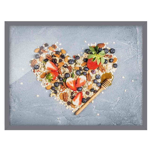 Muesli Heart - Picture Frame Graphic Art August Grove Frame Option: Grey Framed, Size: 50cm H x 70cm W x 2cm D on Productcaster.