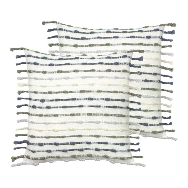 Striped Square Throw Pillow Cover (Set of 2) furn. Colour: Natural/Grey on Productcaster.