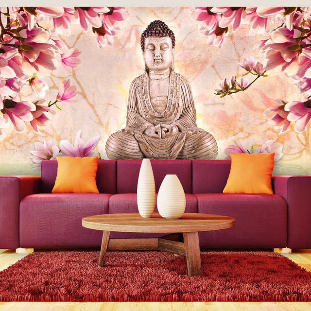 Buddha and Magnolia 2.7m x 5.5m Semi-Gloss Paste the Wall Mural East Urban Home on Productcaster.