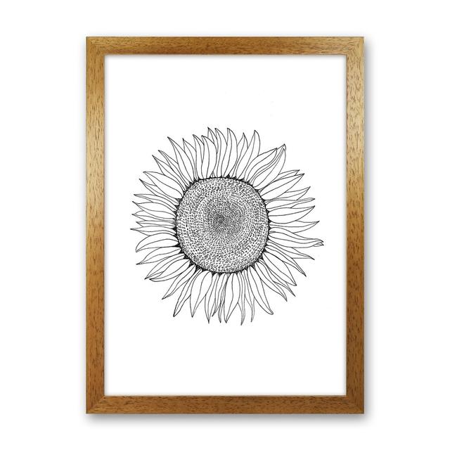 Sunflower by Carissa Tanton - Drawing Print on Paper August Grove Frame Option: Oak Framed, Size: 63cm H x 46cm W x 3cm D on Productcaster.