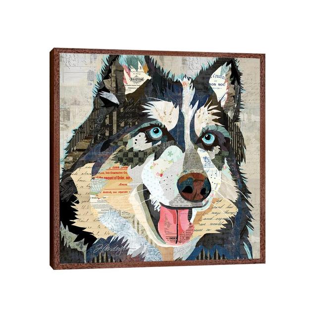 Steely Eyed Siberian Husky - Print Union Rustic Format: Classic Brown Wood Framed, Size: 66.04cm H x 66.04cm W x 3.81cm D on Productcaster.