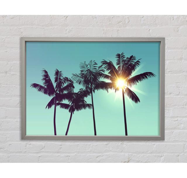 Sun Through The Palm Tree Skies Framed Print 17 Stories Size: 100cm H x 141.4cm W on Productcaster.