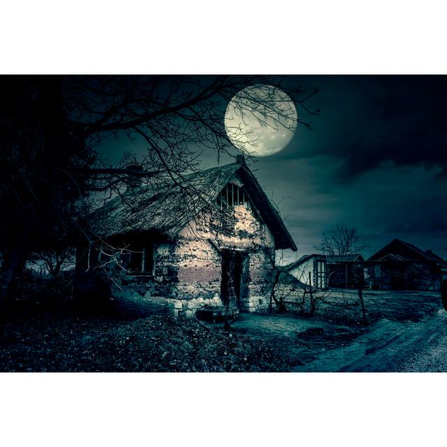 Haunted House And Moon von BalazsKovacs - Leinwanddrucke Alpen Home Größe: 80 cm H x 120 cm B x 1,8 cm T on Productcaster.