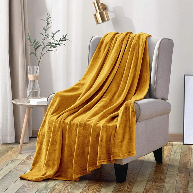 Jyon Soft Touch Mink Faux Fur Throw/Blanket Fairmont Park Size: W150 x L200cm, Colour: Ochre on Productcaster.