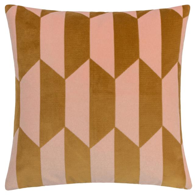 Kalho Geometric Velvet Cushion 2 furn. Colour: Pink/Ochre on Productcaster.