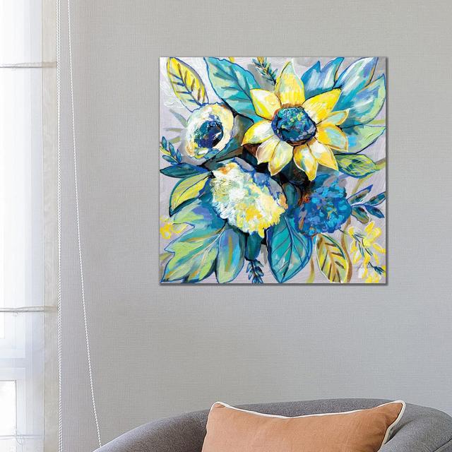 Sage And Sunflowers by - Wrapped Canvas ClassicLiving Size: 66.04 cm H x 66.04cm W on Productcaster.