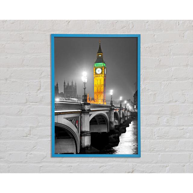 Golden Big Ben Over Tower Bridge - Single Picture Frame Art Prints Brayden Studio Size: 59.7cm H x 84.1cm W x 2cm D on Productcaster.