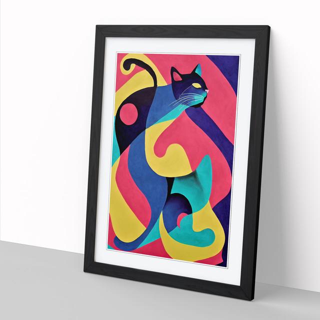 Cat Abstract Design ClassicLiving Format: Black Framed, Size: 64cm H x 46cm W x 2cm D on Productcaster.