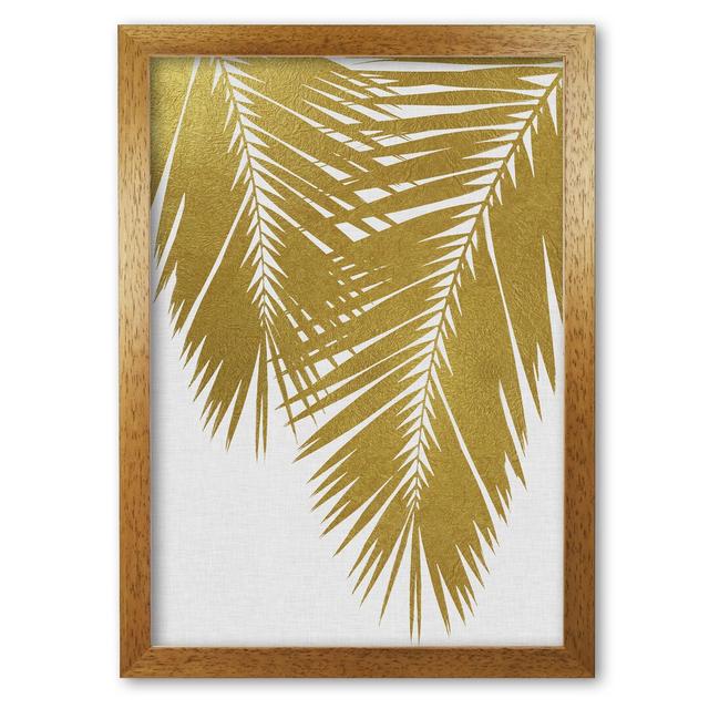 'Palm Leaf II' Graphic Art in Gold East Urban Home Format: Honey Oak Frame, Size: 42 cm H x 30 cm W x 5 cm D on Productcaster.