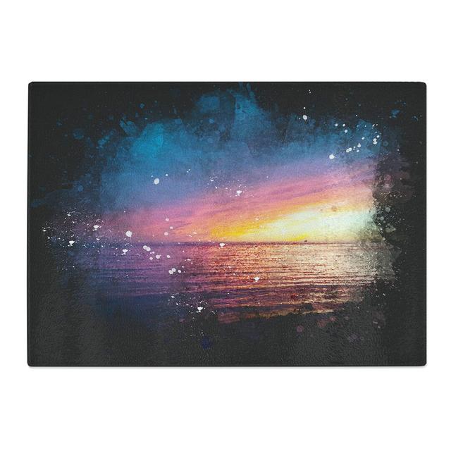 Tempered Glass California Sunset Chopping Board East Urban Home Size: 28.5 cm x 39 cm on Productcaster.