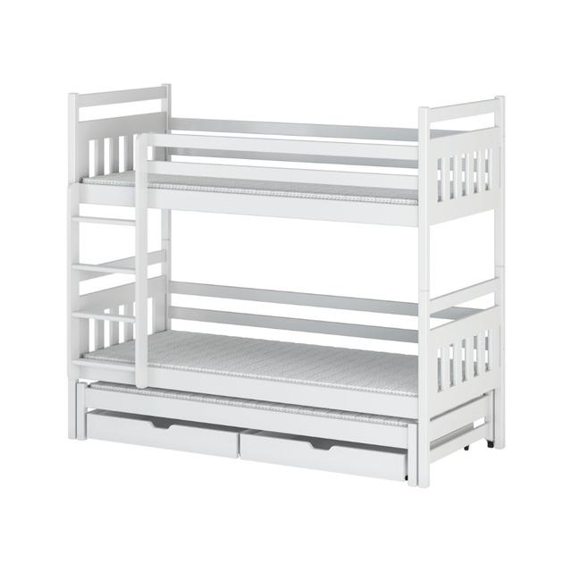 Amundi 2 Drawer Solid Wood Bunk Bed with Trundle by Harriet Bee Harriet Bee Colour (Bed Frame): White, Size: European Toddler (80 x 180cm) on Productcaster.