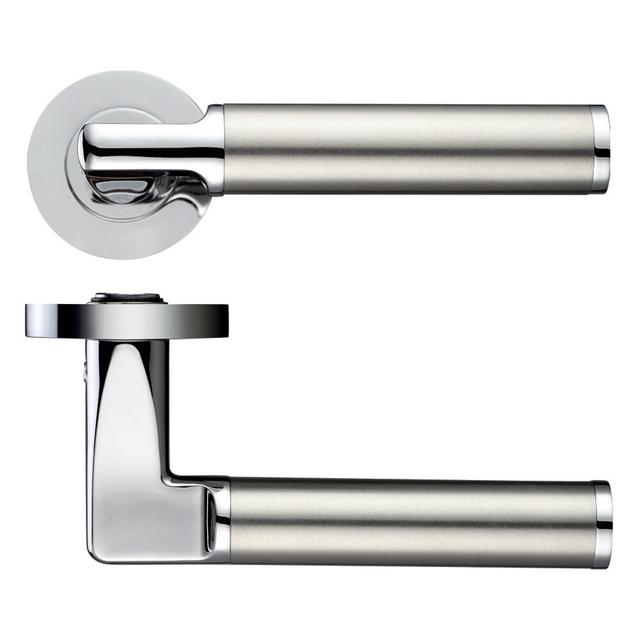 Milan Latch Door Handle (Set of 2) Stanza Finish: Polished Chrome/Satin Stainless on Productcaster.