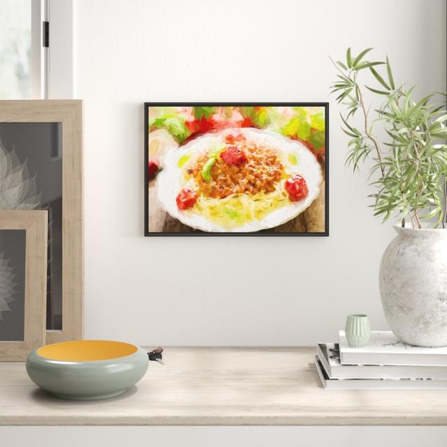 Gerahmtes Wandbild Spaghetti Bolognese auf dem Teller East Urban Home Größe: 70 cm H x 100 cm B on Productcaster.