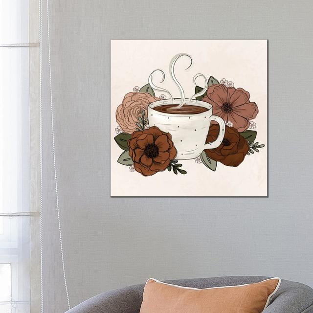 Coffee/Tea Florals by Katie Bryant - Wrapped Canvas Painting ClassicLiving Size: 66.04cm H x 66.04cm W x 1.91cm D on Productcaster.