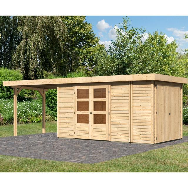 Gartenhaus "Retola 5" mit Anbauschrank, Anbaudach 2,8 m Breite Karibu on Productcaster.