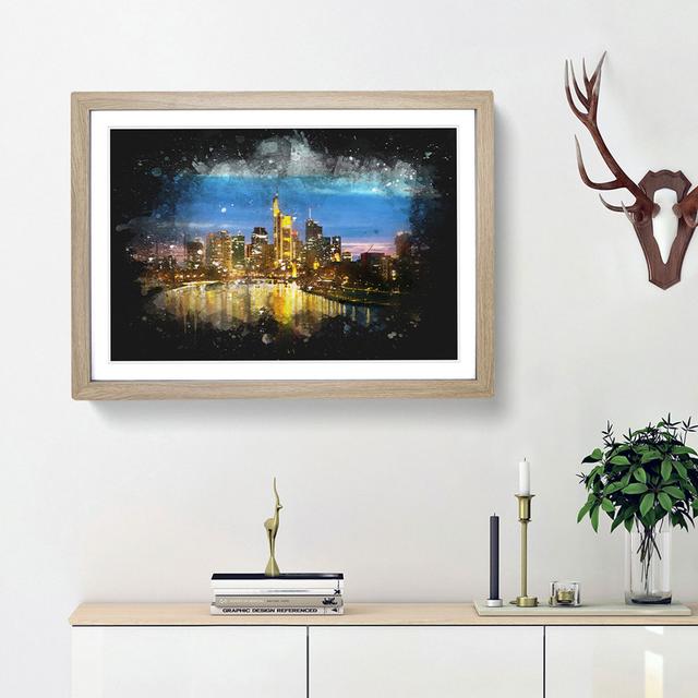 Reflections of the Frankfurt Skyline - Picture Frame Graphic Art Print East Urban Home Frame Option: Oak Framed, Size: 33cm H x 45cm W x 2cm D on Productcaster.