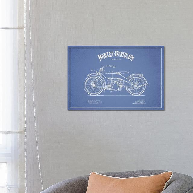 Harley-Davidson Motorcycles (Light Blue) III by Aged Pixel - Wrapped Canvas Print Borough Wharf Size: 45.72cm H x 66.04cm W x 3.81cm D on Productcaster.