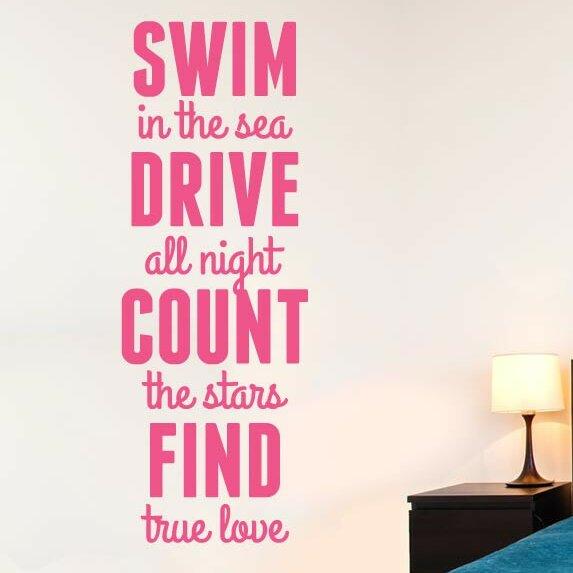 Swim In Sea Drive All Night Count Wall Sticker East Urban Home Size: Medium, Colour: Blue on Productcaster.