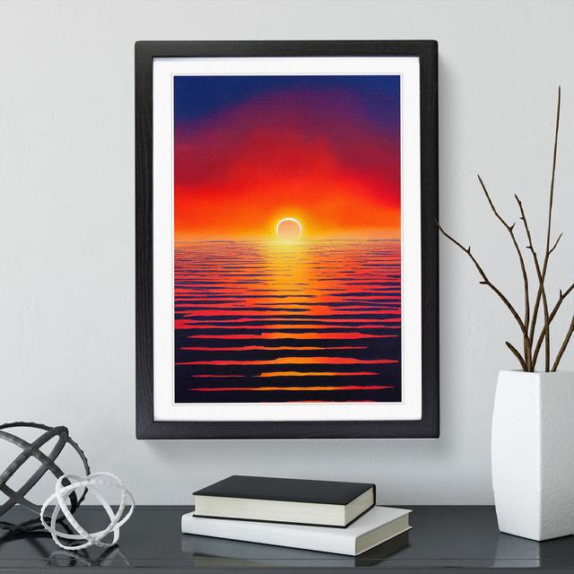 Ocean Sunset In Watercolour No.3 House of Hampton Frame Colour: Black, Size: 46cm H x 34cm W x 2cm D on Productcaster.