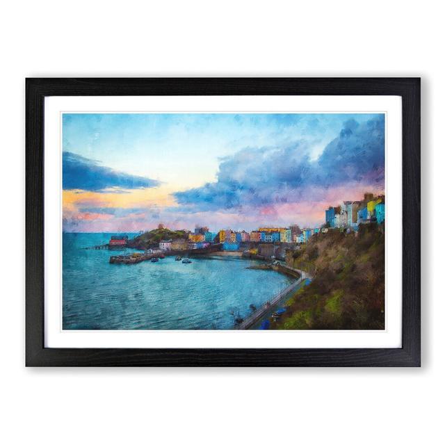 Tenby Harbour in Pembrokeshire Wales - Picture Frame Painting Print on MDF East Urban Home Size: 62cm H x 87cm W x 2cm D, Format: Black on Productcaster.