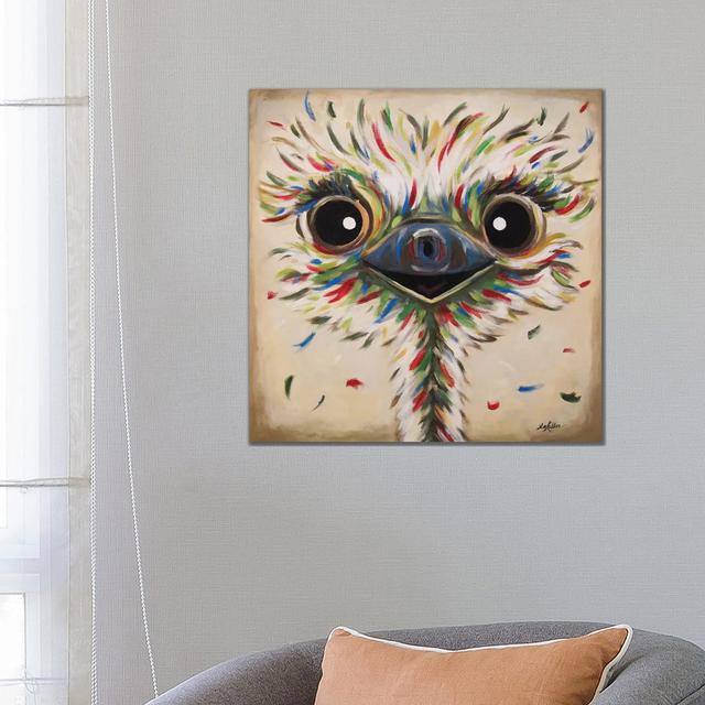 Phyllis The Ostrich by Hippie Hound Studios - Wrapped Canvas Painting Brambly Cottage Size: 66.04cm H x 66.04cm W x 3.81cm D on Productcaster.