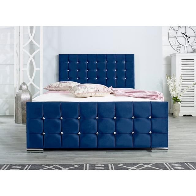 Lexington Upholstered Bed Frame Wayfair Sleep Colour: Blue, Size: Small Double (4') on Productcaster.