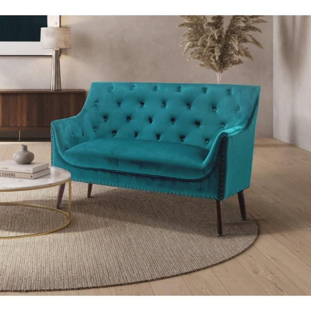 Medrick 131cm Width Square Arm Sofa Fairmont Park Upholstery Colour: Teal on Productcaster.