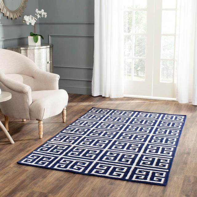 Feliciano Geometric Hand Woven Navy/Ivory Area Rug Bloomsbury Market Rug Size: Rectangle 121 x 182cm on Productcaster.