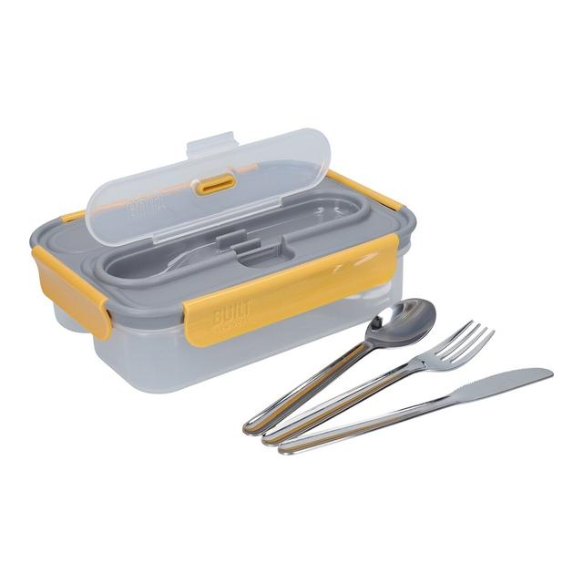 1.05L Lunch Bento Boxes with Cutlery Built Colour: Grey/Yellow on Productcaster.