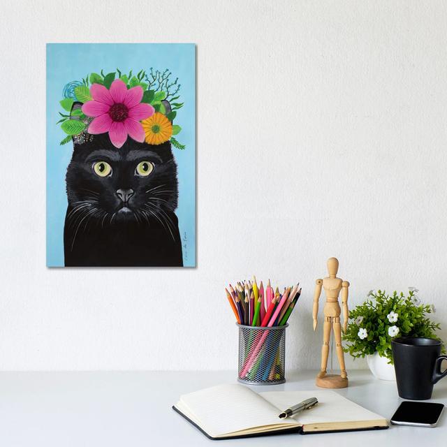 Frida Kahlo Black Cat - Blue - Wrapped Canvas Photograph ClassicLiving Size: 30.48cm H x 20.32cm W on Productcaster.