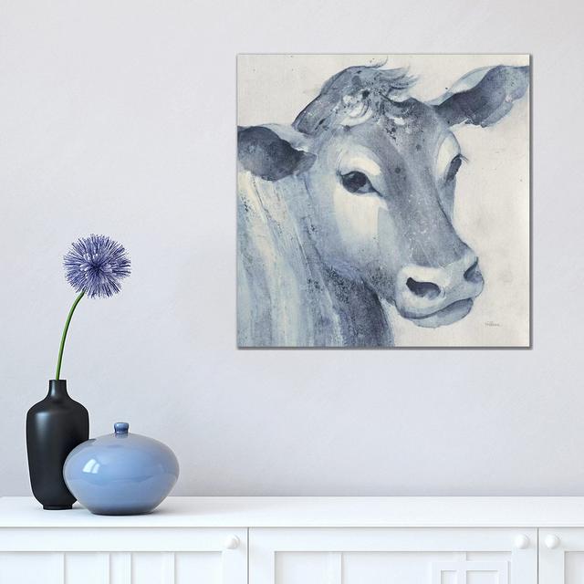 Moo Blue Crop by Albena Hristova - Wrapped Canvas Print August Grove Size: 45.72cm H x 45.72cm W x 1.91cm D on Productcaster.