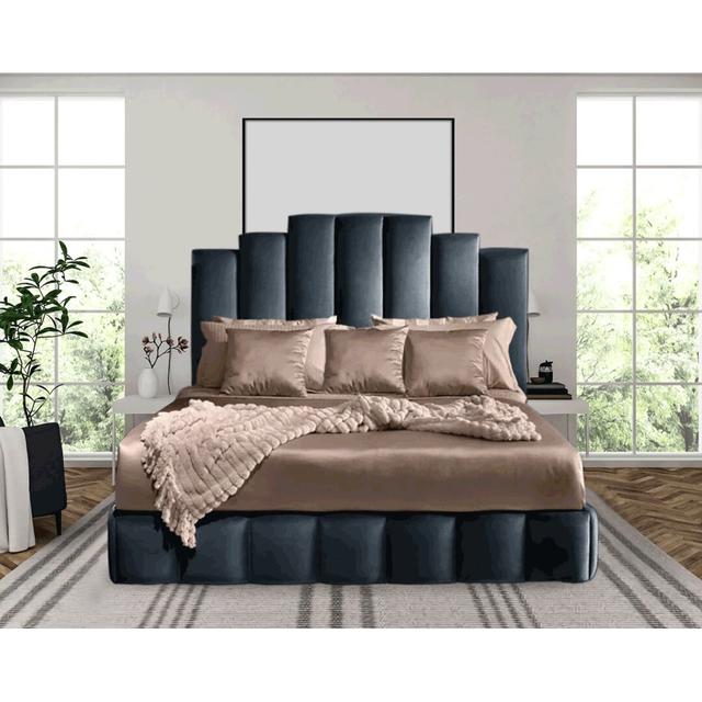 Kantor Upholstered Bed Frame Canora Grey Colour: Charcoal, Size: King (5’) on Productcaster.