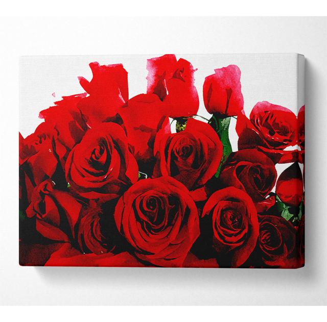 Bouquet of Red Roses - Wrapped Canvas Art Prints Fairmont Park Size: 101.6cm H x 142.2cm W on Productcaster.