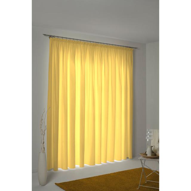 Uni Collection Light 100% Cotton Room Darkening Pinch Pleat Single Curtain Panel Adam Panel Size: 142cm wide x 305cm high, Curtain Colour: Yellow on Productcaster.