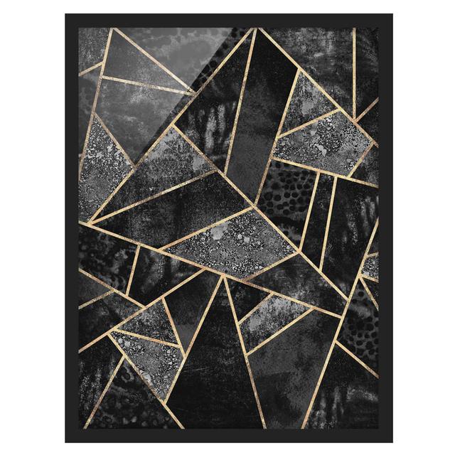 Grey Triangles Gold - Picture Frame Graphic Art Canora Grey Frame Option: Black Framed, Size: 100cm H x 70cm W x 2cm D on Productcaster.