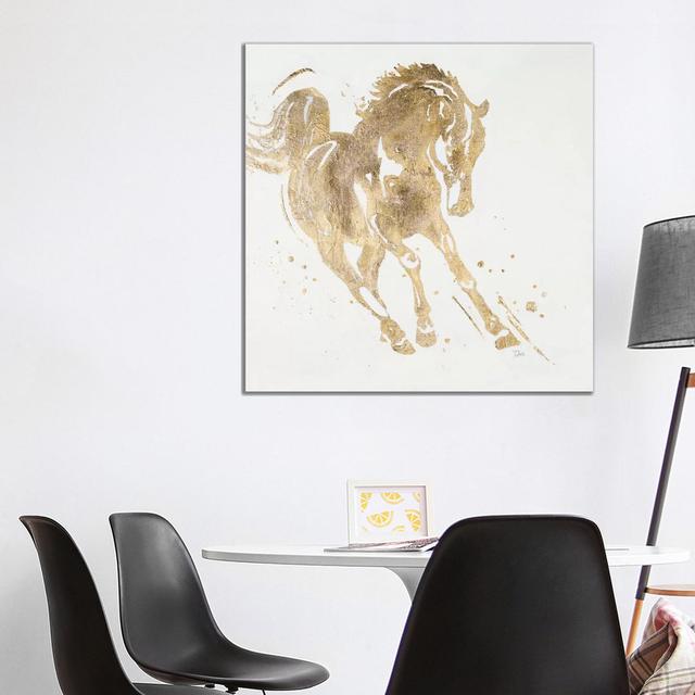 Spirit Horse Gold by Patricia Pinto - Wrapped Canvas Gallery-Wrapped Canvas Giclée Alpen Home Size: 93.98cm H x 93.98cm W on Productcaster.