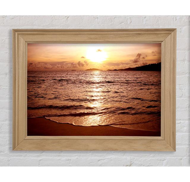 Sunset Beach Sparkle Framed Print Highland Dunes Format: Natural Framed Paper, Size: 84.1cm H x 118.9cm W x 8cm D on Productcaster.