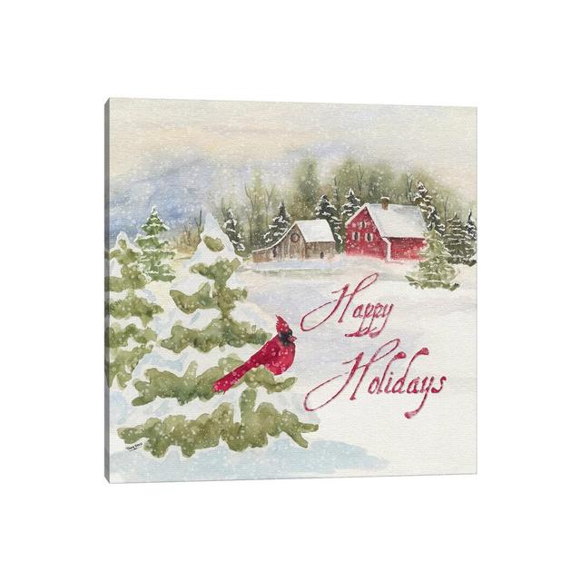 Christmas In The Country I Happy Holidays by Tara Reed - Print on Canvas The Seasonal Aisle Format: Wrapped Canvas, Size: 93.98cm H x 93.98cm W x 1.91 on Productcaster.