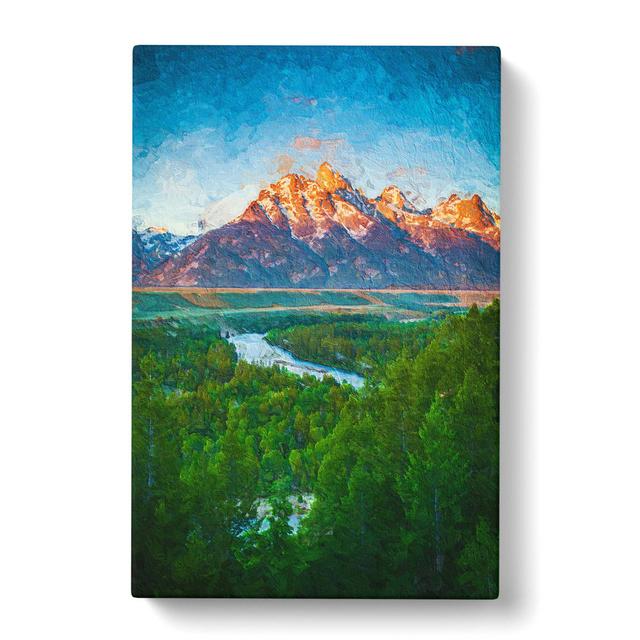 Teton Mountain Range - Wrapped Canvas Painting Print East Urban Home Size: 50cm H x 35cm W x 3cm D on Productcaster.