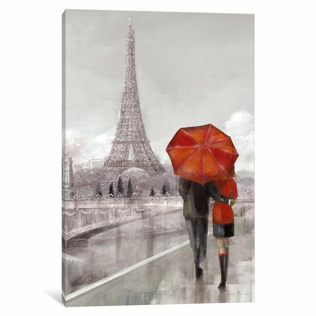 Modern Couple In Paris by Ruane Manning - Wrapped Canvas Painting East Urban Home Size: 101.6cm H x 66.04cm W x 1.91cm D on Productcaster.