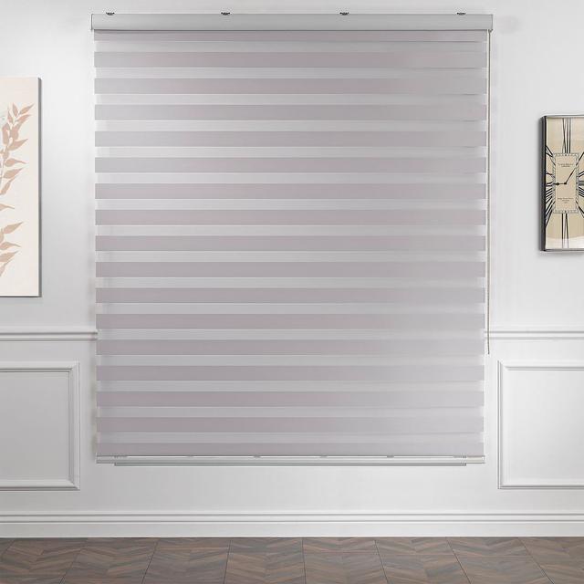 Custom Dual Layer Zebra Roller Blind with High Quality Metalic Pull Cord Symple Stuff Blind Size: 185cm L x 137cm W, Colour: Gray on Productcaster.