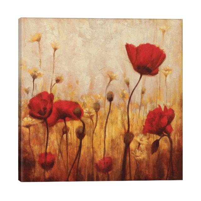 Poppies And Daisies II by Natalie Carter - Wrapped Canvas Painting East Urban Home Size: 66.04cm H x 66.04cm W x 1.91cm D on Productcaster.