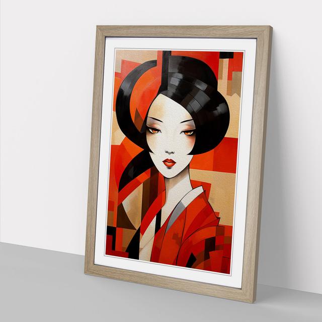 Geisha Cubism Marlow Home Co. Format: Oak Framed, Size: 46cm H x 34cm W on Productcaster.