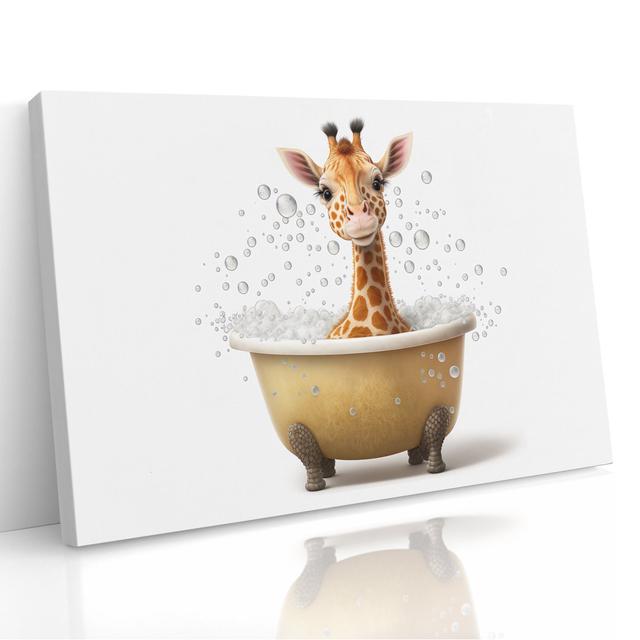 Cute Baby Giraffe In Bath - Wrapped Canvas Art Prints Zoomie Kids on Productcaster.