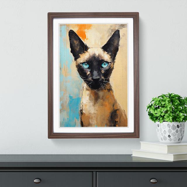 Siamese Cat Action - Single Picture Frame Print on Wood Marlow Home Co. Frame Colour: Walnut, Size: 34cm H x 25cm W x 2cm D on Productcaster.