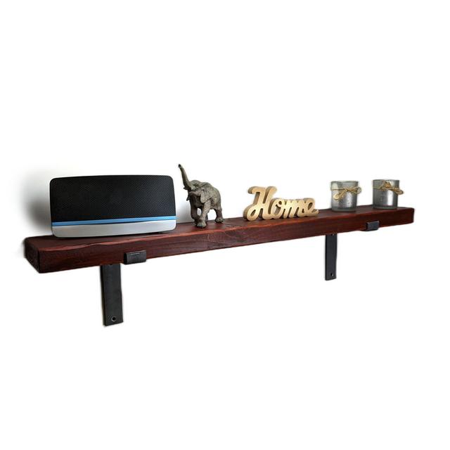 Handmade Wooden Shelf With Steel Brackets Bent Up 140Mm 6" Teak Union Rustic Size: 24cm H x 160cm W x 14.5cm D on Productcaster.