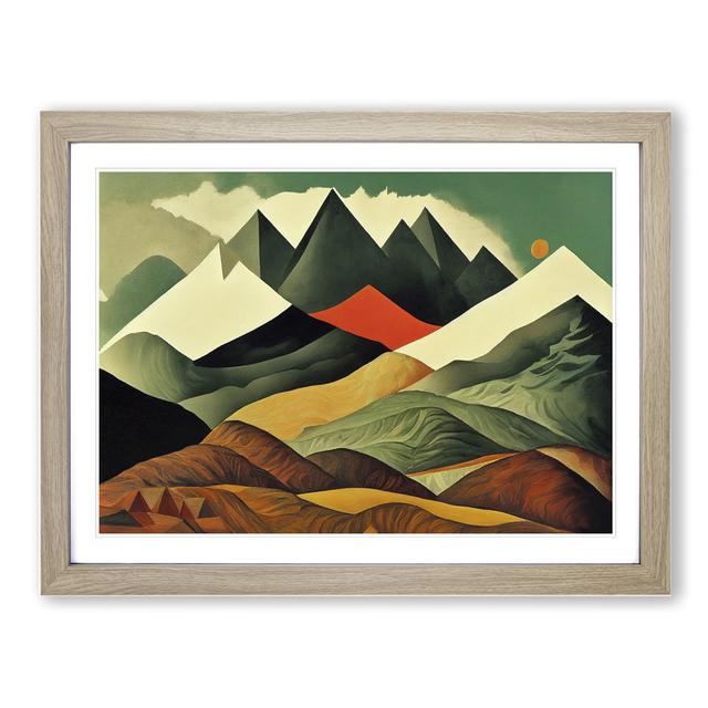 Fascinating Mountain Landscape Abstract - Picture Frame Graphic Art Alpen Home Size: 34cm H x 46cm W x 2cm D, Frame Colour: Oak on Productcaster.