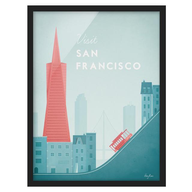 Picture With Frame - Travel Poster - San Francisco - Portrait 4:3 - A Happy Larry Frame Option: Black Framed, Size: 100cm H x 70cm W x 2cm D on Productcaster.