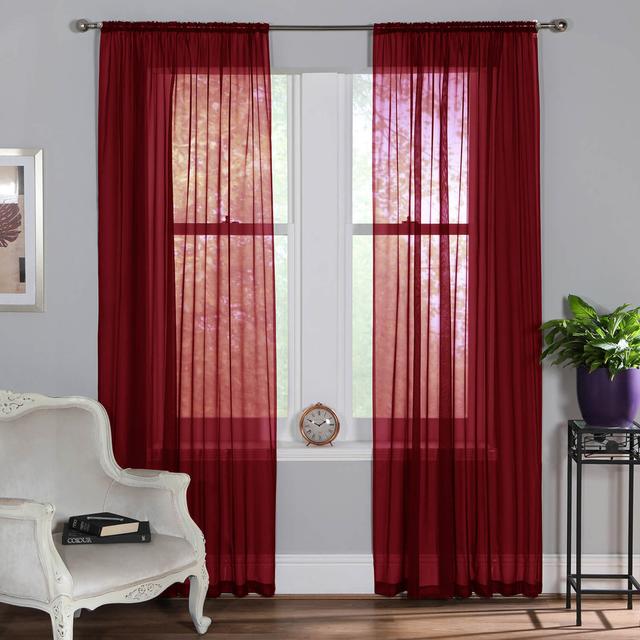 Aleksandria Sheer Slot Top SLOT TOP PANEL Pair 17 Stories Curtain Colour: Brick Red, Panel Side: 149" W x 229" L on Productcaster.